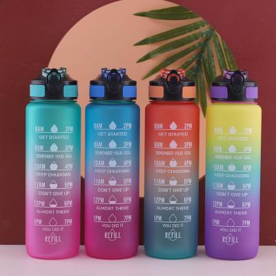 China Best Selling Stocked 1000ml Ins Amazon Gradient Color Bpa Bottle Drink Cup Free Plastic Sport Straw Bottle For Gym Fitness Yoga for sale