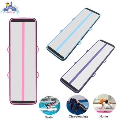 China Durable DWF PVC Tarpaulin And 0.9mm Inflatable Floating Yoga Mat Air Tumbling Tracks Non-Slip Pads For Gymnastics SUP Paddle Board For Water Yoga With Air Pump for sale