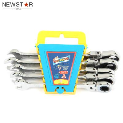 China Portable 5 Pcs 72 Tooth Flexible Ratchet Combination Wrench Metric Wrench Set for sale