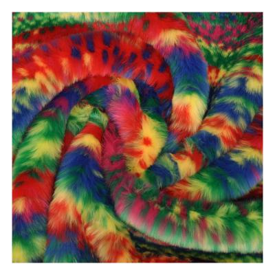 China Long Pile Organic Faux Fur Fabric Long Pile Multi Ready Environmental Multi Color 80mm Moq Stocking Goods Pile Faux Fur Fabric for sale