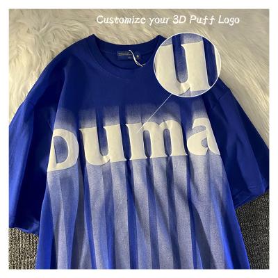 China Breathable Tee With Designs Blow Print T-shirt Fashion Brand Breathable 3d T-shirt Foam Screen Printing Custom T-shirts for sale