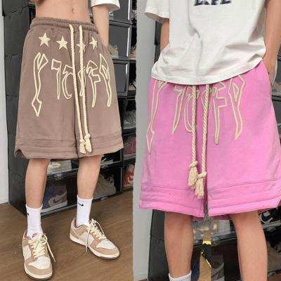 China Men's Breathable Shorts Streetwear 3D Breath Letter Print Logo 3d Breath Print Shorts 3D Screen Foam Breath Print Cotton 100% Mesh Shorts for sale