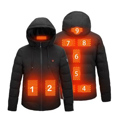 China 2020 New Winter Men's Anti-Wrinkle 5v Heating Padded Jacket Stripper Down Coat Heater Plus Size Heating Cold Thermal Jacket Electric Jacket for sale