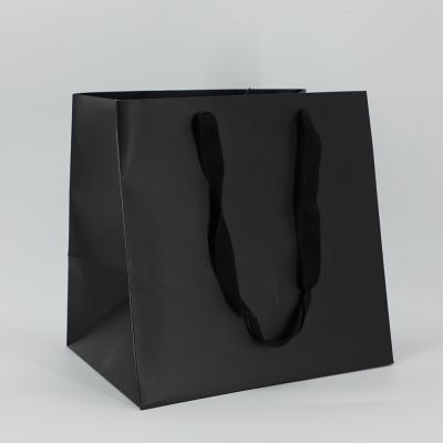 China Wholesale Recyclable Luxury Black Paper Clothing Packaging Plain Paper Shopping Bag For Custom Printing for sale