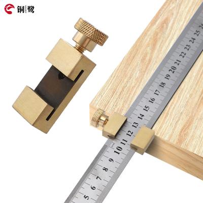 China Woodworking KEGRET Gauge Positioning Block Angle Scriber Brass Line Marking Measure For Ruler Marker Carpentry Scriber Tool Steel Measuring Ruler for sale