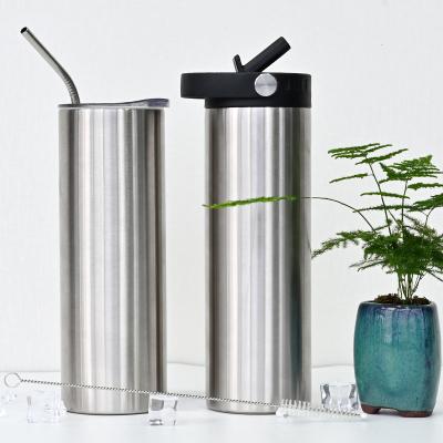 China 20oz Sublimation Upright Sublimation Rubber Blank Tumbler With Metal Straw Blank Sublimation Stainless Steel Bottom Tumbler for sale