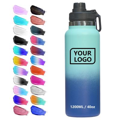 China Custom Business Outdoor Sports 188 Stainless Steel Vacuum Insulated Water Bottle 40OZ Logo Gradients Colors Large for sale