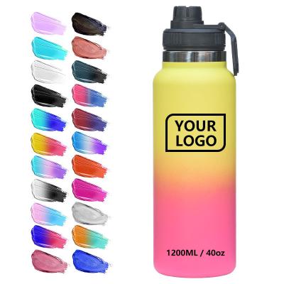 China Business 40 Oz Powder Coated Wide Mouth White Vacuum Insulated Flask 188 Stainless Steel Travel Water Bottle for sale