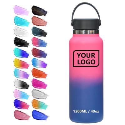 China Custom Business Logo Outdoor Double Wall Vacuum Insulated Stainless Steel Water Bottles With Handle for sale