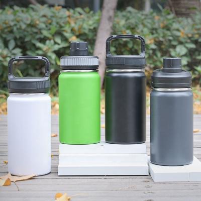 China Wholesale custom metal lid handle stainless steel double wall stainless steel outdoor sports powerade business logo 12oz drinking water bottle for sale