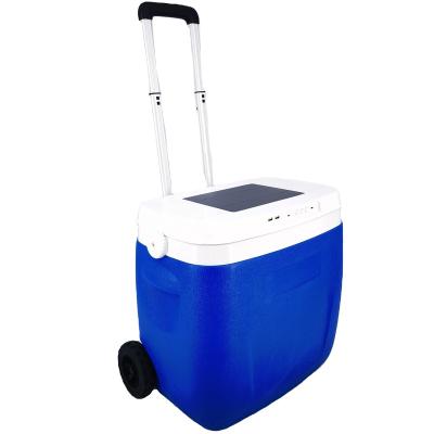 China Solar Waterproof Trolley Wireless Bluetooth Cooler With Speaker for sale