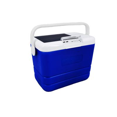 China Music Wireless Cooler Box Bluetooth Speaker Solar Panel Rechargeable Battery Power Bank FM Radio Cooling for sale