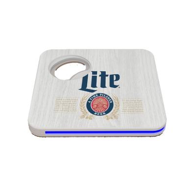 China Viable 2 In 1 Best Selling Bottle Coaster Mat , Smart Led Bottle Opener With Coaster For Bar for sale