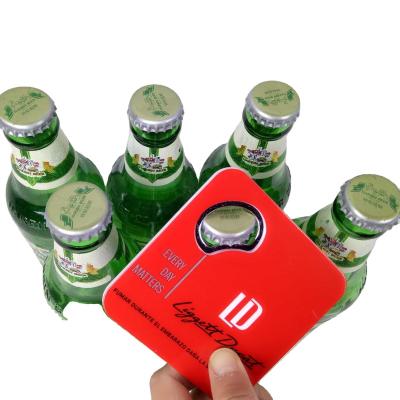 China Coaster With Opener Bottle Shape Beer Custom Metal Bottle Opener for sale