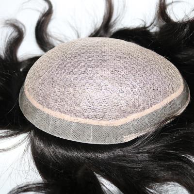 中国 Full Silk Base With PU Around Full Silk Base With PU Around Hairpiece Natural Scalp Looking Knots Bleached Remy Human Hair Piece Replacement System Hairpiece Men WI 販売のため