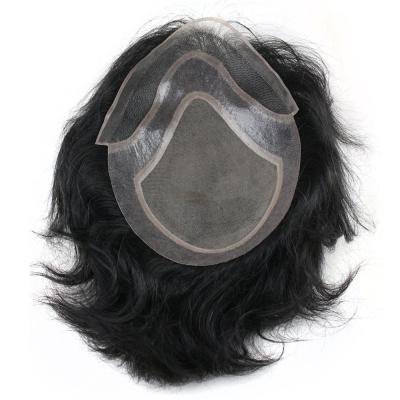 中国 Hollywood Base Hollywood Style Swiss Men Toupee Mono Center Poly Perimeter Lace Front Lace Skin Hair Replacement System For Males Wig 販売のため