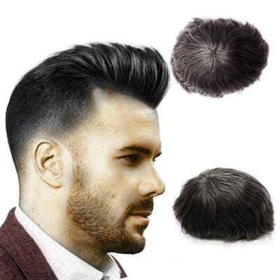 China top 04mm-06mmPU selling toupee hair for men PU curly hair toupee thin skin low toupee for sale