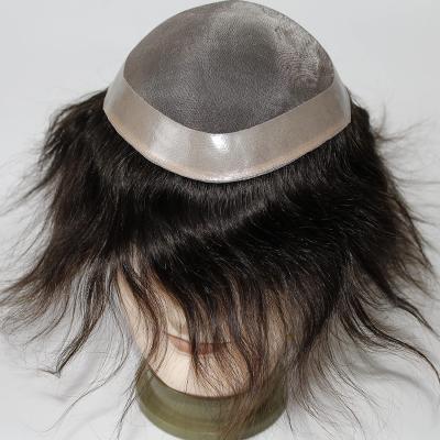 中国 04mm-06mm factory sell mono front men wig hairpiece poly wig skin black hair replacement wigs outfit mono wig hair 販売のため