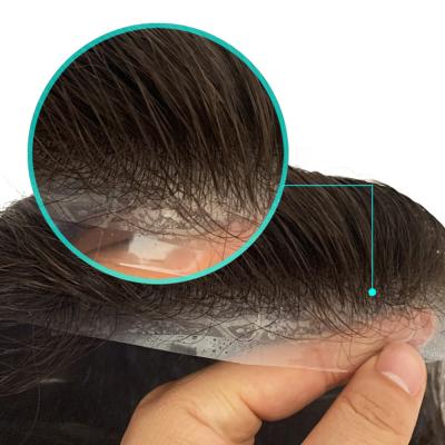 China Hot Sale 0.04mm-0.06mmPU Ultra Thin Silicone Polybase Silicone Hairpiece Replacement Hairpiece Men Skin Tied Hair System for sale