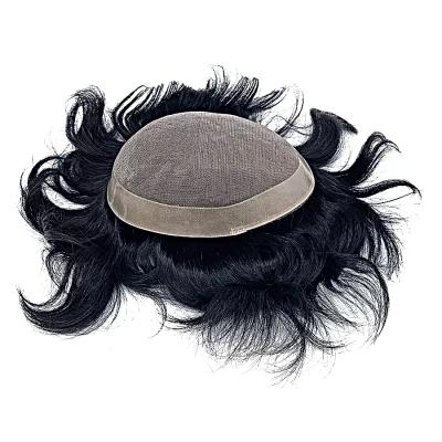 China Bondy Style Factory Outlet Hair Indian Fine Front Realistic Toupee Hair Pu Mono Contour à venda