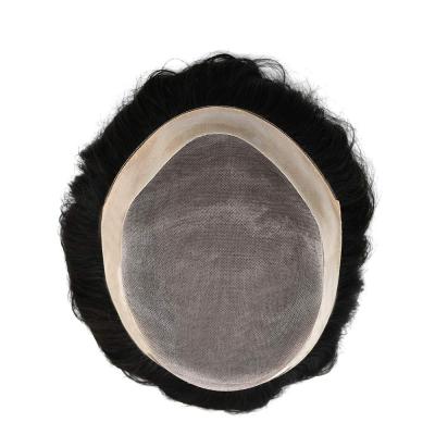 Cina Hot Selling Mono Lace Topper Men Hairpiece Pu Contour Mono Bondy Style Fine Base With PU Around in vendita