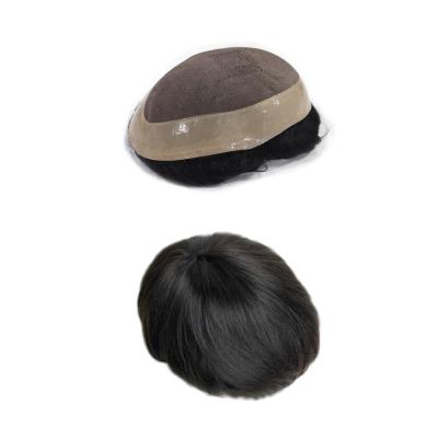 China Premium Bondy Style Men Toupee Lace Up Mono With PU Around Thin Silk Base Hairpiece Breathable Skin Mono Te koop