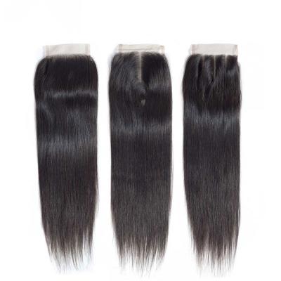 Cina 100% Remy Human Hair Natural Color 4x4 Lace Closure 4*4 Transparent Closure in vendita