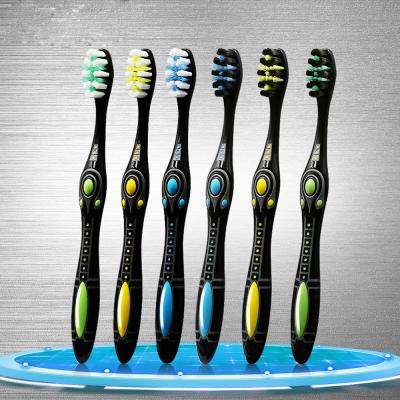 China Profile Hole Adorning With Bristle Mechanical Conical Grinding Plastic Extra Hard Mechanical Toothbrush For Smokers for sale