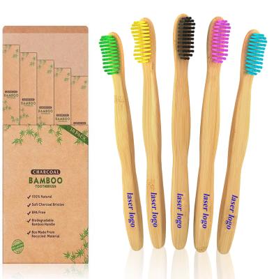 China Customized Biodegradable Natural Organic Natural Bamboo Toothbrush Charcoal Bristle BPA Free Bamboo Toothbrush for sale