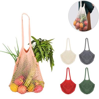 China Reusable Eco-Friendly Folding Cotton Totes Shopping Bag Mesh Net String Handbag for Fruit Vegetable and Food Storage for sale