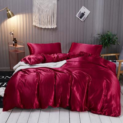 China Simple Home Textile Soft Comforter Cover Bedding Set Red Duvet Cover Set for sale