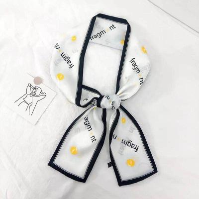 China Simple Fast Shipping Solid Polka Dot Cute Scarf Printing OEM Mulberry Silk Logo With Gift Box For Company Stuff for sale