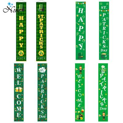 China Advertising St. Patrick's Day Door Curtain Saint Patrick Clover Banner Irish Couplet Flag Customization for sale