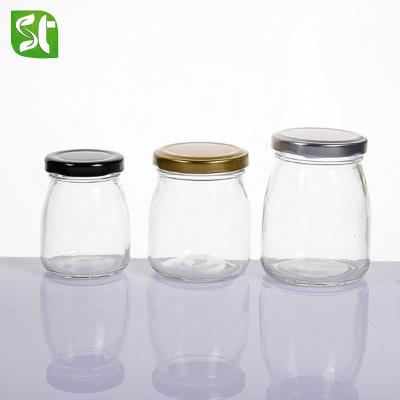 China Hot Sale 50ml 100ml 150ml 200ml Freshness Preservation Pudding Glass Milk Jar Glass Honey Jar With Tinplate Lid for sale