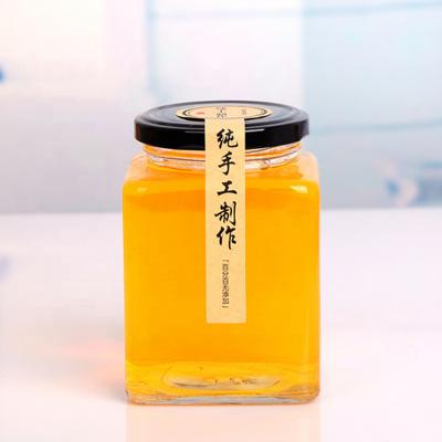 China Empty Glass Storage Stored Square 50ml-1000ml Custom Glass Honey Jar Jars Containers With Lid for sale