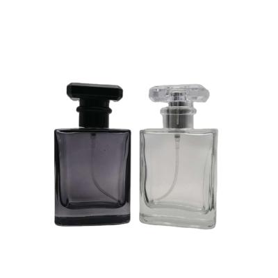 China Perfume 50ml Black Square Crystal Glass Spray Refillable Perfume Bottles For Women With Sprayers for sale