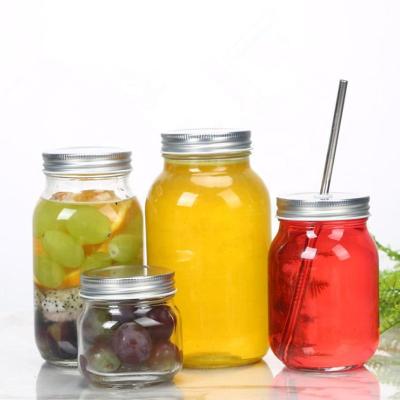 China High Quality Round Freshness Preservation Drinking Glass Mason Jars Honey Jar Glass Food Storage Jar for sale