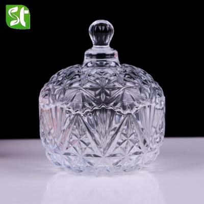 China Wedding Decorative Glass Storage Stocked Crystal Candy Jars Borosilicate Glass Jar for sale