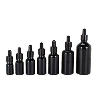 China Facial Essential Oil Black Eye Colored Hair Oil Dropper Glass Bottle Packaging 1oz 5ml 10ml 15ml 20ml 30ml 50ml 100ml for sale