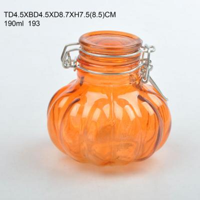 China Modern Pumpkin Shape Hot-selling Glass Jar With Lid Glass Storage Glass Jar for sale