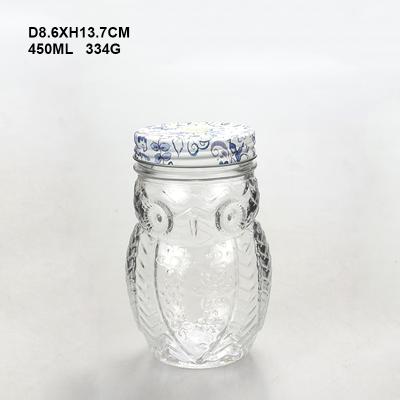 China Hign Quality and Unique Design Glass Bottle Customized Owl Animal Design Glass Mason Jar with Handle Mason Jar Mug with Handle for Drink for sale