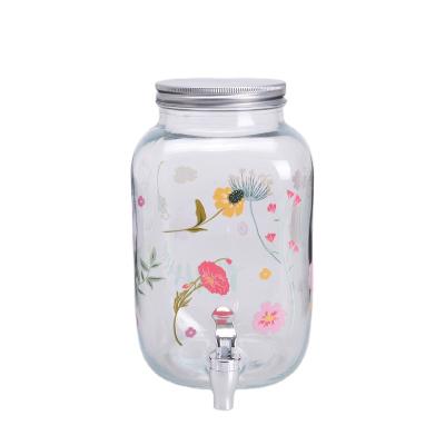 China Food Safe Wholesale Customized Glass Jar For Water Juice Beverage Glass Dispenser With Tap for sale