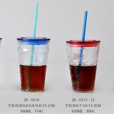 China Modern Viable Drinking Glass Cup With Straw Popular Ins Glass Mug With Lid Custom Printing for sale