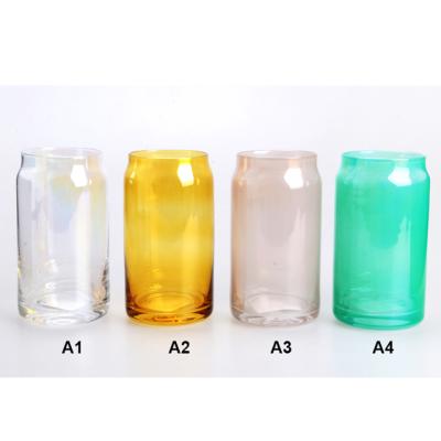 China Custom Color Eco - Friendly 16 Ounce Glass Beer Mug Beer Can Drinking Glasses for sale