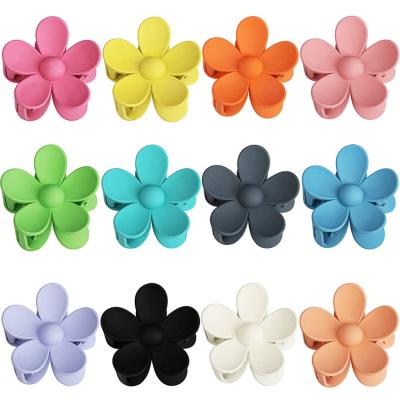 China Hair Claw Clip 9PCS Flower Pattern Big Hair Claw Clamp Plastic 7cm Korean Solid Matte Color Hair Clips For Women Girls Ladies for sale