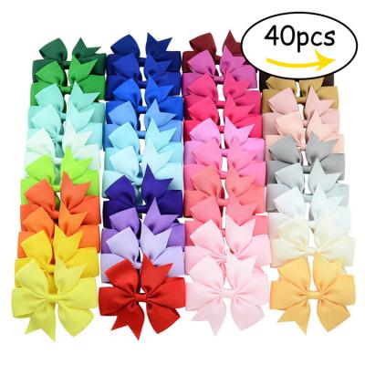 China Girl hair accessories Hot Sale Solid Color Ribbon Fishtail Bow Hair Clip 40 Colors Children's Hair Clip Hair Accessories for sale