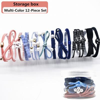 China High flexibility 12 Pieces Mixed Hair Accessories Transparent Gift Box Packaging Set Custom Elastic Rubber Hair Bands Hair Tie for sale