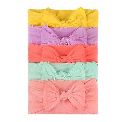 China Baby headband 5PCS/Set Nylon Bow Headband Wide Nylon Headbands Turban Baby Girls Hair Accessories for sale