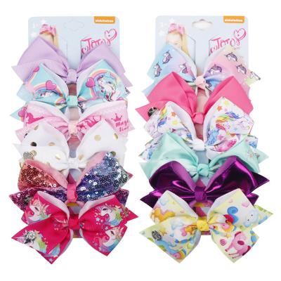 China Hair accessories 6pcs/set 21 Colors Unicorn Mermaid Bows with Alligator Clip Cute Rainbow Love JoJo Siwa Hair Bows for Girls for sale