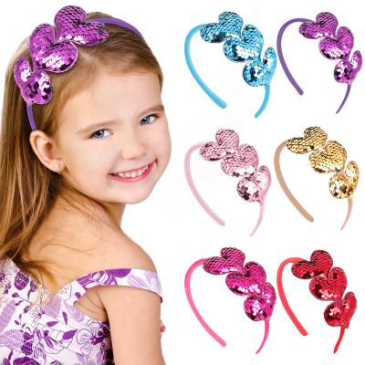 China Hair accessories Cute Sequin Bow Heart Sweet Headband With Hoop Children Hair Accessories for Girls Kids Hairbands for sale